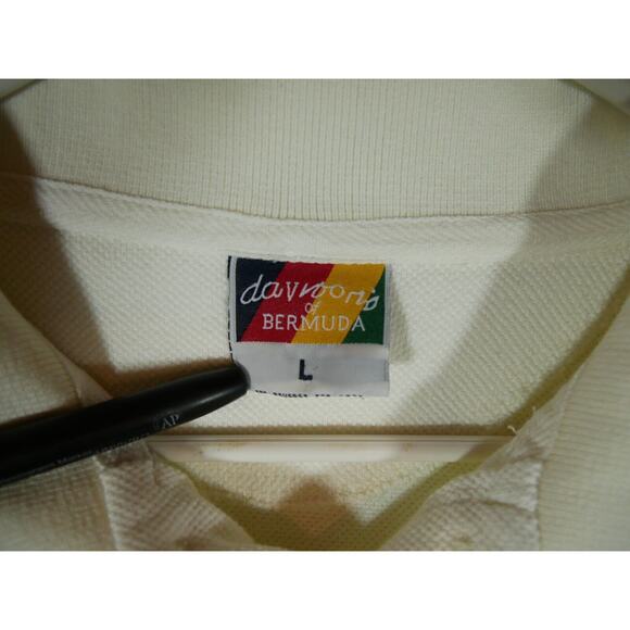 DAVIDSON OF BERMUDA Polo Mens Large White Embroidered Logo Vintage - Picture 3 of 7